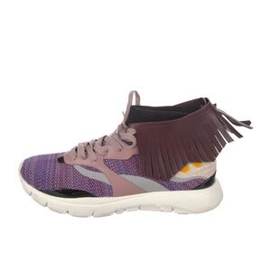 Valentino Garavani Purple and Gray Sneakers with Fringe